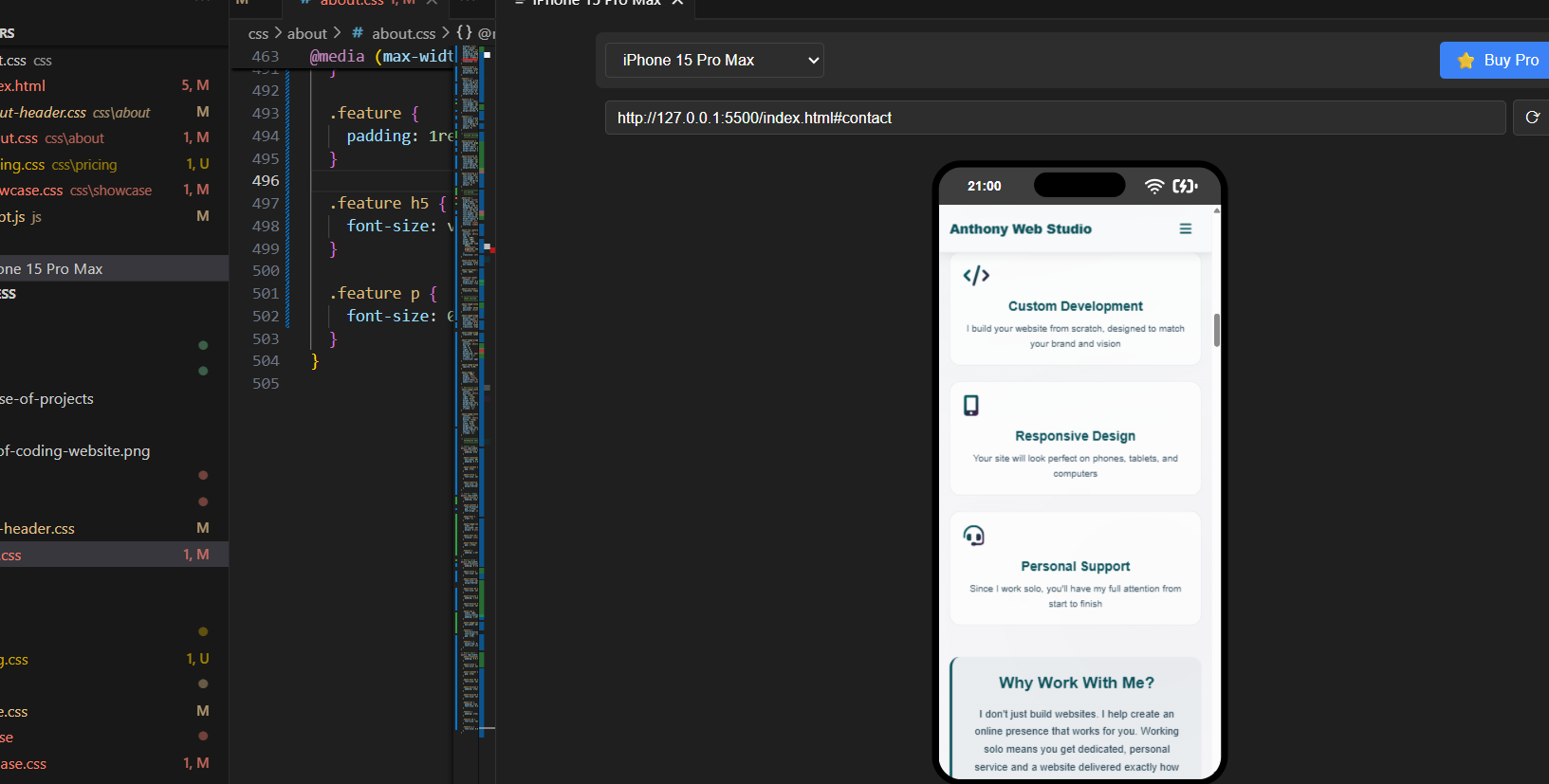 Anthony working on web development